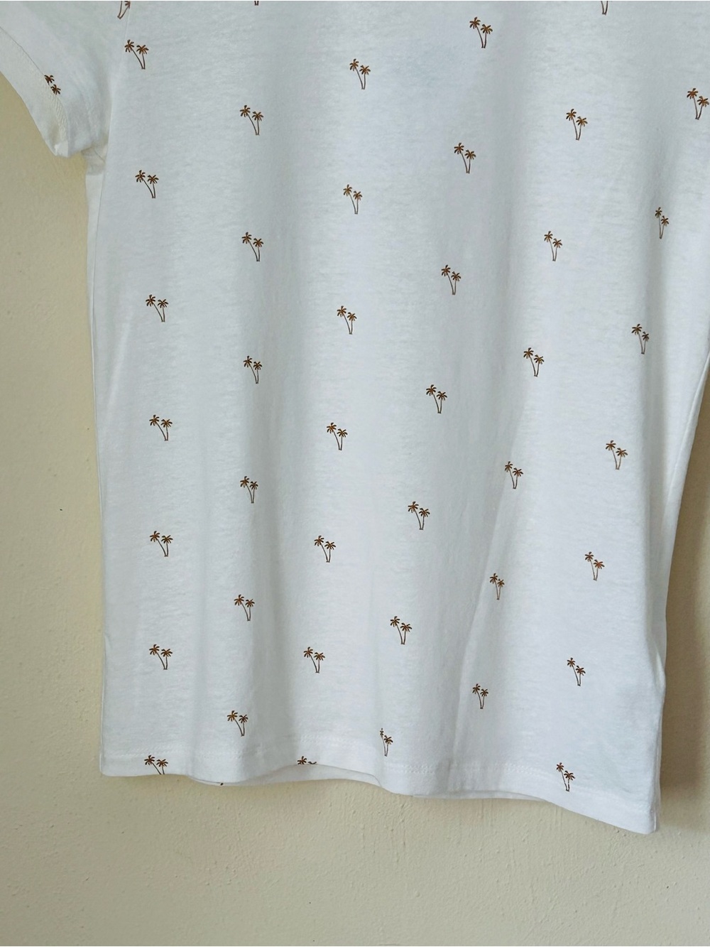 Splendid Light Cream or Off White Palm-Embroidered Short Sleeve Top Sz M - Picture 7 of 11